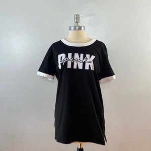 Pink t-shirt black and white size small